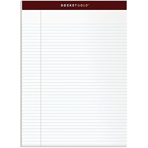 Tops Docket Gold Schreibtablett, 8-1/2 x 11-3/4 Zoll, perforiert, weiß, schmales Lineal, 50 Blatt pro Block, 6 Blöcke pro Packung (63942) Cover