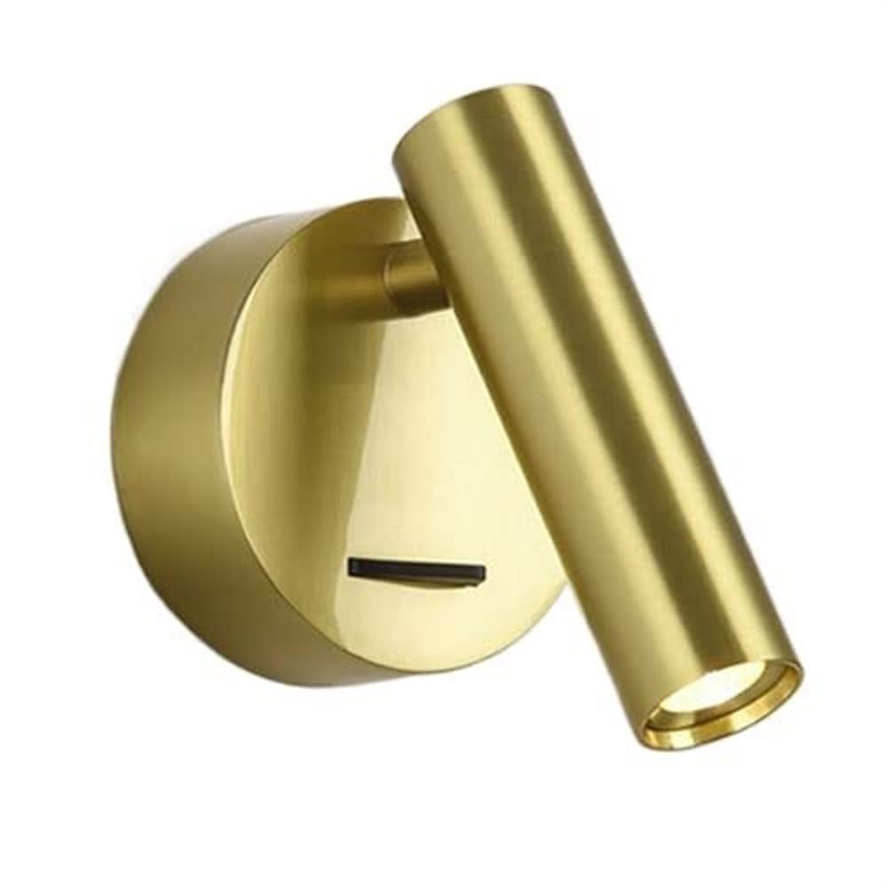 SMCCYYSD Gold Bedside Reading Wall Lamp Aluminum Brushed Brass Finish Light 350°+90° Rotation Adjustable Sconce for Bedroom Living Room Study Corridor Entryway Restaurant(6000K)