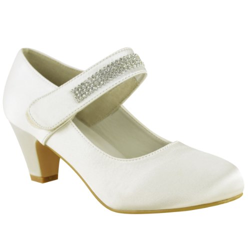Fashion Thirsty Womens Wedding Diamante Prom Low Mid High Heel Bridal Court Pumps Shoes Size