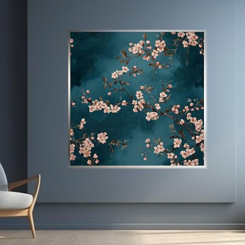 Peinture de fleurs turquoise pour illuminer le salon ou la chambre