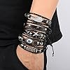 WAINIS 6 Pack Mens Black Leather Bracelets Set for Men Stackable Braided Cuff Bracelet Tribal Punk Rock Handmade Wristband #5