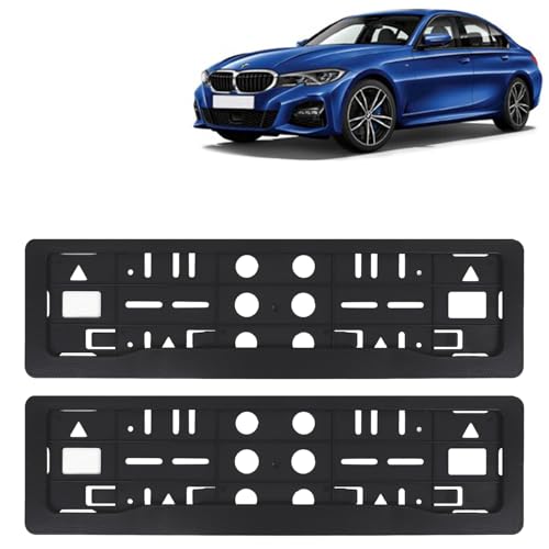 Image of KINGSWAY 3 Series Car Number Plate Frames for All 2019 Onwards Models of B-MM-W Car Registration Plate Holders, Black Licence Plate Covers (Front and Rear), Universal Size 51.5 x 14.5 cm