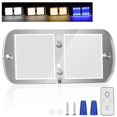 URAQT Luces interiores Led,12V luces led autocaravana,800LM 72 luces LED de interior coche,interruptorcon a distancia,Luces de Techo Regulables 8 modos para Camper Van RV Motorhome Furgoneta(1 pcs)