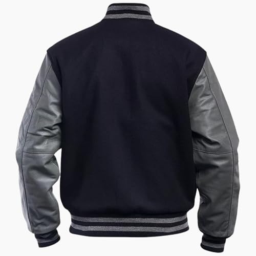 Men's Wool Unisex Highschool College Baseball Varsity Jacket - Letterman Bomber Faux Sleeves Leather Jacket2