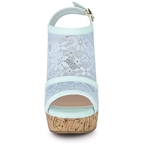Sandales compensées bout ouvert bleu fleur 40.5 talon stable - 2