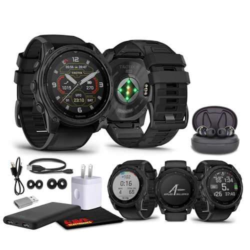 Garmin Tactix 8 - Reloj inteligente con pantalla de carga solar de 51 mm, linterna integrada, batería de 48 días, reloj inteligente táctico GPS premium, paquete de solución ultraligera de balística