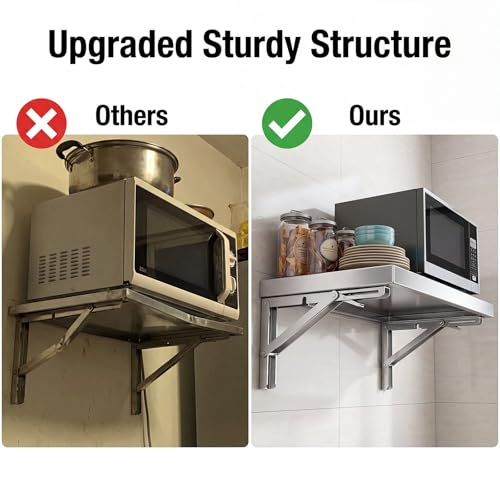 Étagère de cuisine murale pliante inox 60x40cm table rabattable - 7