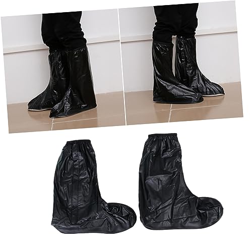 Cubrezapatos impermeables para hombre de PVC, altos, con cremallera y banda elástica, talla XXL, color negro miniatura 2