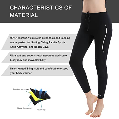 Chaqueta y pantalones para mujer de traje de neopreno 2mm, manga larga, talla M, negros con azul y rayas rosas, para natación, surf, buceo y snorkel miniatura 7