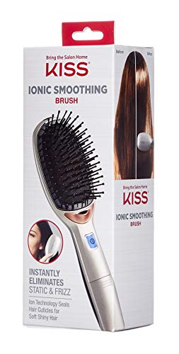 Kiss Anti-Frizz Ionic Smoothing Brush, Wireless Electric Detangling Hair Brush, Detachable Cushion Pad, Includes 2 Aa Batteries, Compact, Portable & Lighweight, 8Oz #TOP5