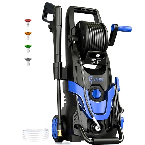 Pressure Power Washer 4800PSI w/4 Quick Connect Nozzles, Inlet Hose & Filter&500ML Soap Tank, High Cleaning Machine for Cars/Fences/Driveways/Patios/Home Cleaning,Blue