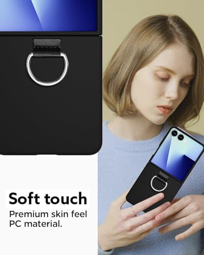 Image of Scalebee Back Cover for Samsung Galaxy Z Flip 7 / Flip7 5G Ultra Thin Slim Protective Case Cover with Metal Ring (Black)