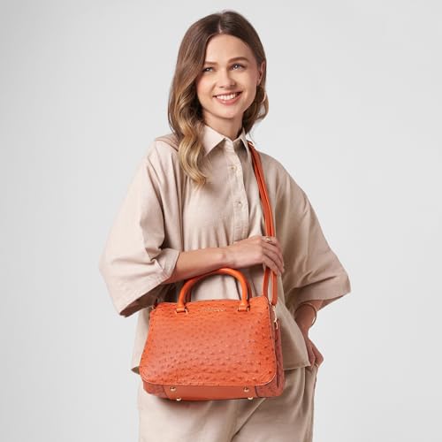 Image of Caprese Britney Medium Satchel Bag for Women | Animal Texture Faux Leather Shoulder Bag with Adjustable & Detachable Strap | Zipper & Magnetic Button Closure | Office & Casual Use