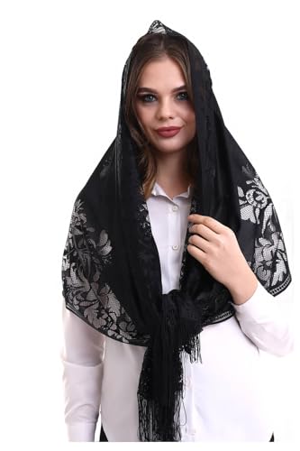 ihvan online, Lightweight Shawl for Women, Head Scarves Hijab, Soft Tulle Shawl, Head Covering Chapel Veil Lace Shawl 6