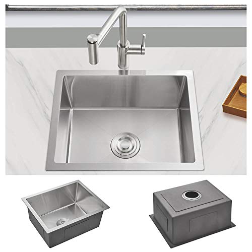 Rovogo 19.7 X 15.7 In. Undermount Stainless Steel Kitchen Sink Single Bowl, Handmade Bar Prep Sink With Basket Strainer #TOP1