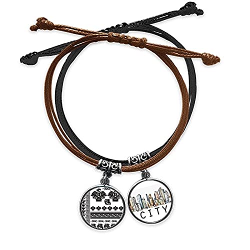 Bracelet égyptien pharaon en cuir et corde tressée noire