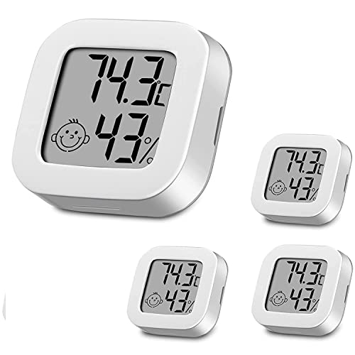 HEYOUTH 4 Stück Raumthermometer Hygrometer,Mini Digital luftfeuchtigkeitsmesser,Hochgenauer Thermometer Innen,Zimmerthermometer,für Babyzimmer Seniorenzimmer Arbeitszimmer Weinkeller usw Cover