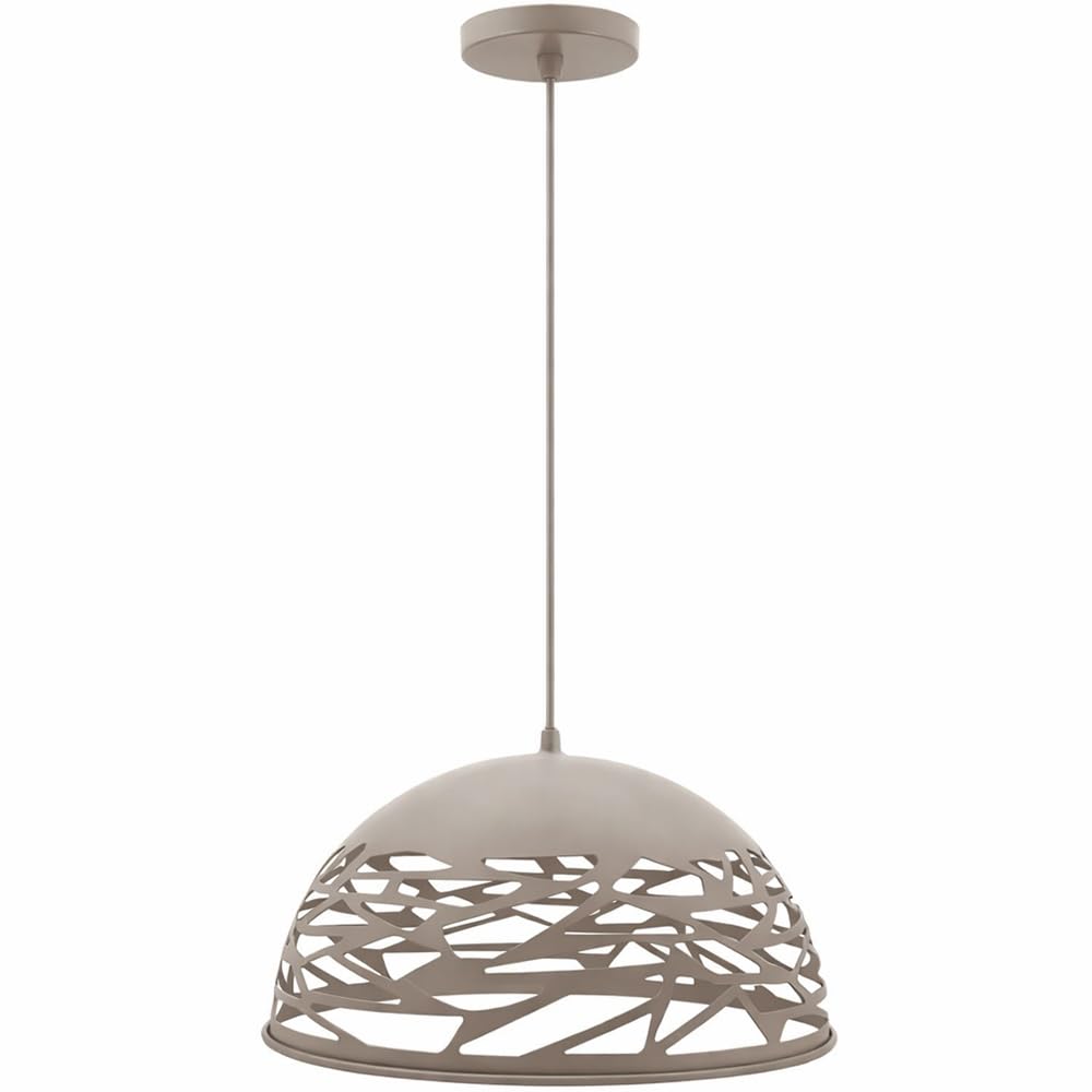 Vetrineinrete® Lampadario a sospensione tortora da soffitto con paralume in metallo traforato design contemporaneo moderno lampada da soffitto.