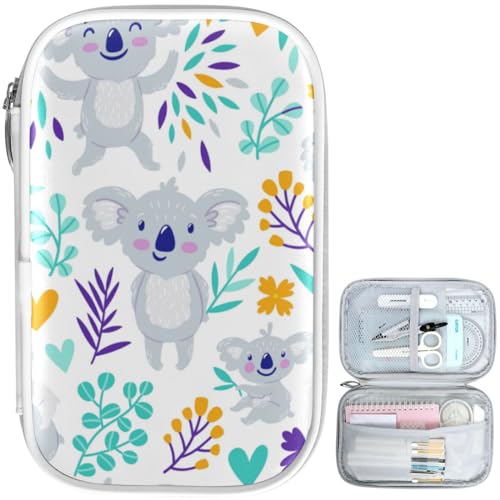 Image of Cute Koala Bears Floral Pencil Bag Case Zipper Pencil Holder Organizer Stationary Pen Bag Cosmetic Makeup Bag Pouch Purse for School Office Supplies