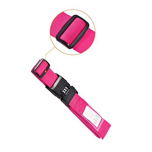 Image of M METERXITY 1 Pack Luggage Strap Suitcase Belt- Travel Combination Lock Adjustable PP Baggage Accessory with Buckle, Apply to Suitcase (79x2 Inch, Rose Red)