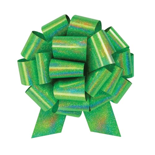 InstaBows Large Gift Bow 12 Pull String Bow Perfect for Gift Wrapping Big Presents Cars Bikes & More (Green Glitter 1XBow)