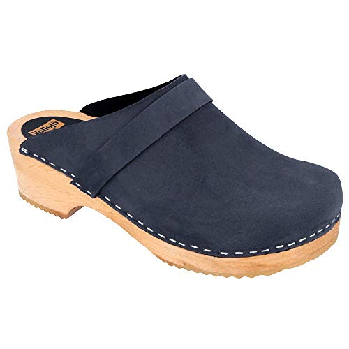 Vollsjö Women Clogs Made Of Wood And Leather/Suede, Slippers Wooden Shoes For Ladies, Comfortable House Footwear Wooden Mules, Casual Shoes, Home Slippers, Made In The Eu, 9, Suede - Light Brown #TOP2