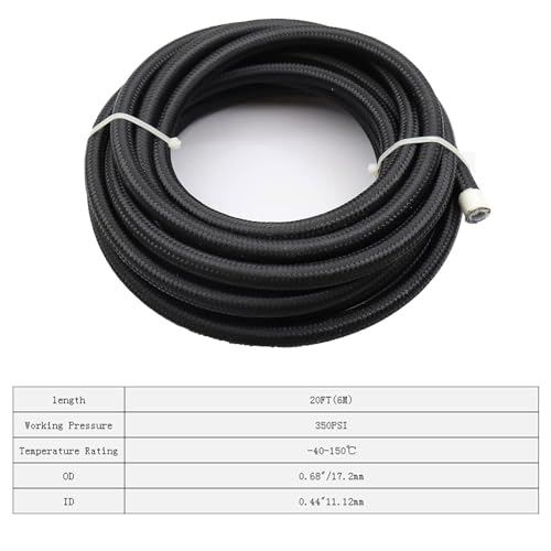 Image of SecosAutoparts 8AN-20FT Fuel Line Hose Kit 8AN-20FT Nylon Braided Fuel Line Hose Fitting with 10 Pcs Swivel Fuel Hose Fitting Adapter Kit