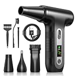Aria Compressa Elettrico Pulizia PC con Display Digitale HD - Air Duster 200000 RPM, Mini Soffiatore a Batteria 6000 mAh, Rimuovi Polvere Bomboletta Aria Compressa Spray per Ufficio Auto, W06, Nero