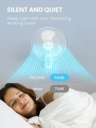 Pelonis 16'' Wall Mounted Fan With Remote Control, 2 Packs Oscillating Wall Fan, 3 Speed, 3 Wind Modes, 7.5H Timer, Adjustable Tilt, Powerful Airflow For Garage Patios Bedroom, 2 Packs, White #TOP5