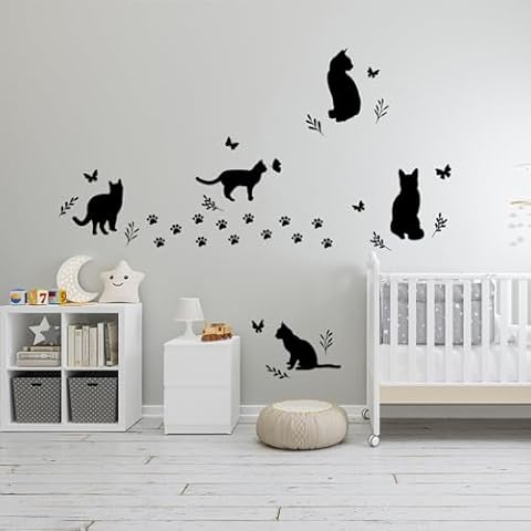 SUPERDANT Black Cat Wall Stickers Set Cover