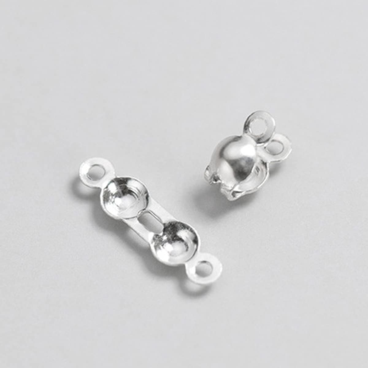 5pcs 925 Sterling Silver Calotte Ends Open Clamshell Knot Covers Fold-Over Bead Tips 1mm Small Hole End Caps for for Jewelry Making Craft