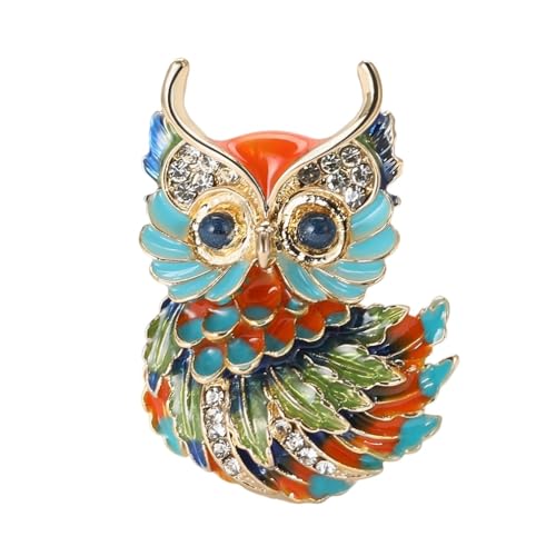 Image of Owl Brooch Pins for Women, Blue Eyes Owl Brooch Pin, Cute Owl Animal Brooch Lapel Pin, Bohemian Owl Bird Brooches Pins for Women Hat Bag Suit Dress Accessories Jewelry