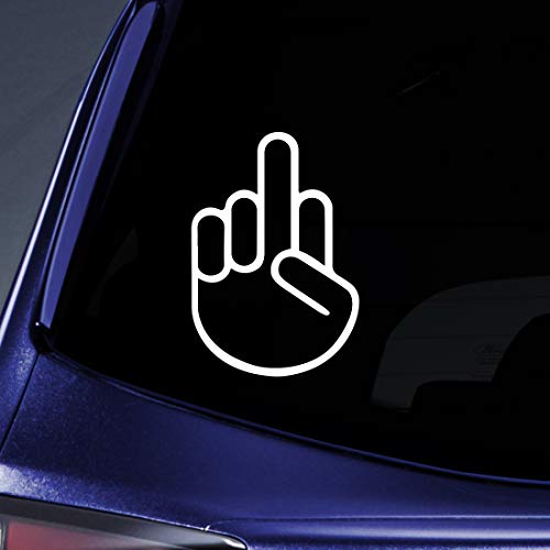 Bargain Max Decals - Middle Finger JDM Shocker - Sticker Decal Notebook Car Laptop 5  (White)