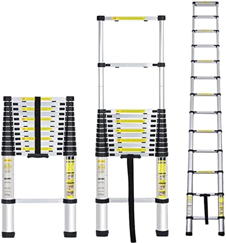 19FT Aluminum Telescoping Ladder - Lightweight Extendable Ladder for Rooftop, Loft, RV, Attic, Outdoor Work - Durable, Compact, Easy Storage, Safety Certified