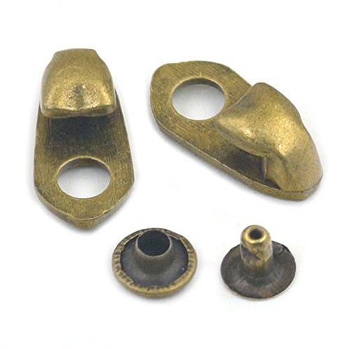 Fujiyuan 12 piezas de ganchos para botas de encaje con remaches para camping, senderismo, escalada, reparación de zapatos, hebillas ganchos accesorios 19.5mm marrón