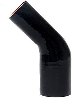 HPS HTSER45-125-200-BLK Silicone High Temperature 4-ply Reinforced 45 degree Elbow Reducer Coupler Hose, 75 PSI Maximum Pressure, 4