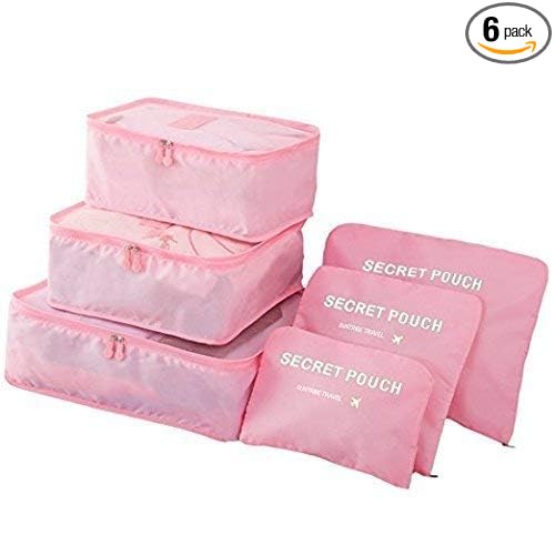 Styleys Baby Pink Polyester Blend Travel Make Up Organizer(6pcs/1set)