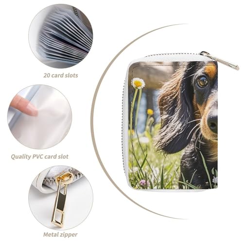 RFID Credit Card Holder Wallets for Women Cute Small Leather Ladies Cardholder Wallets Cute Dachshund Card Organizer Case with Zipper4