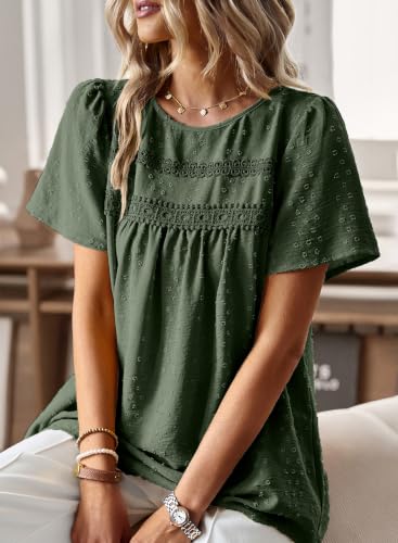 Image of Falechay Womens Summer Tops Flowy Boho Shirts Dressy Casual Short Sleeve