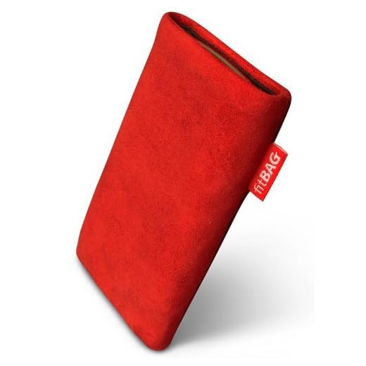 fitBAG folk röd mobilväska väska väska av fint mocka äkta läder med mikrofiberfoder för Sony Ericsson K750 K750i