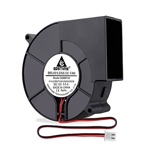 GDSTIME 12V Blower Fan 97mm Centrifugal Fan 9733 97mm x 33mm Cooling Blower DC 12V Brushless Turbo Turbine Air Case Cooler For Inflatables BBQ or 3D printer DVD player Cooling