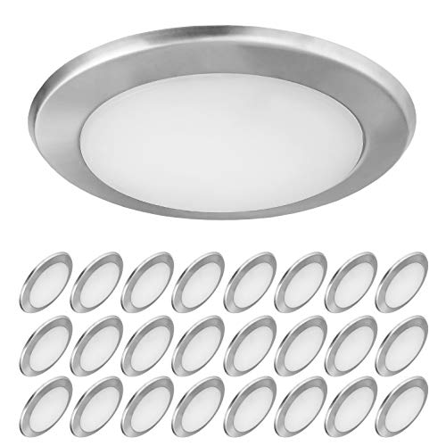 OSTWIN (24 Pack) 6 Inch LED Disk Light, Dimmable Recessed Lighting Fixture Brushed Nickel Low Profile Flush Mount Ceiling Light 15=120W Replacement 1300Lm 4000K (Bright White) Wet Location, ETL Listed OSTWIN (24 Pack) 6 Inch LED Disk Light, Dimmable Recessed Lighting Fixture Brushed Nickel Low Profile Flush Mount Ceiling Light 15=120W Replacement 1300Lm 4000K (Bright White) Wet Location, ETL Listed