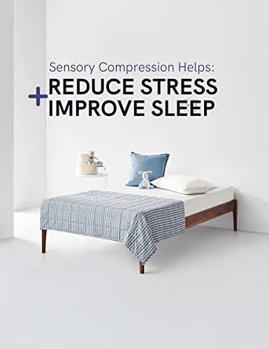 YnM Weighted Blanket — Heavy 100% Oeko-Tex Certified Cotton Material with Premium Glass Beads (Blue White, 48''x72'' 20lbs), Suit for One Person(~190lb) Use on Twin/Full Bed