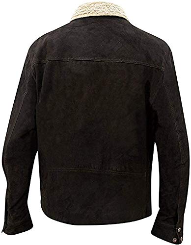 Men's Andrew Lincoln Walking Rick Grimes Murder Dead Suede Leather Motorcycle Biker Jacket with Fur Collar3