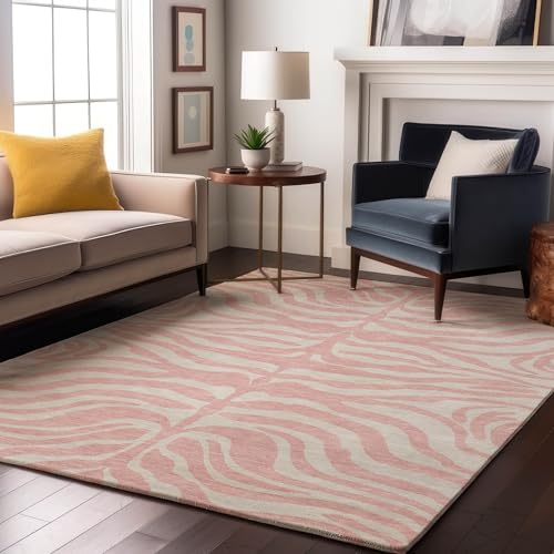 Addison Rugs Mayfield AMF1042 Pink 3' x 5' Indoor Premium Machine Washable Rug, Silky Soft, Easy Clean, Non Shedding, Bedroom, Living Room, Dining Room, Kitchen Rug