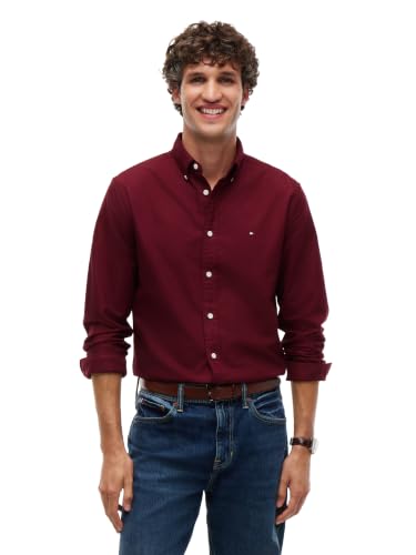 Image of Tommy Hilfiger Men's Long Sleeve Oxford Shirts in Regular Fit, Men's Button Down Shirts, Also Available in Big and Tall