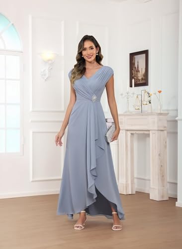 Cap Sleeve Mother of The Bride Dresses Long Chiffon Formal Dresses for Women3