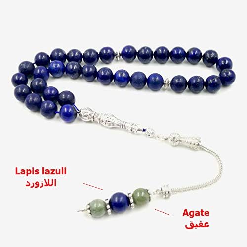 Miniatura 2 de Piedras naturales de lapislázulis Tasbih 33 66 99 Paryer perlas musulmanas misbaha hombre oración pulseras para niñas piedra Rosario