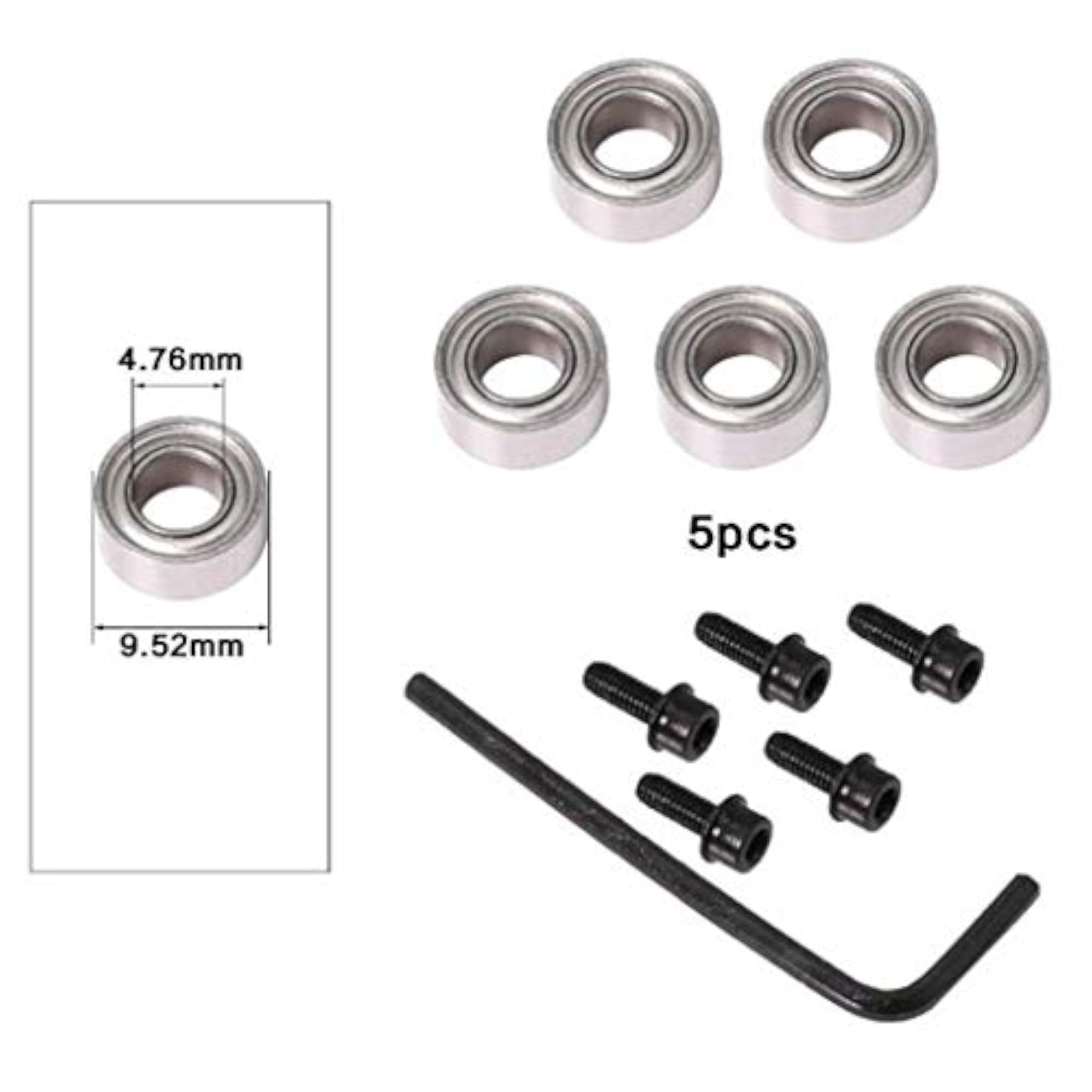 Router Bit Top and Shank Bearings Accessory Set, 5pcs