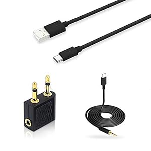 Pack van 3 hoofdtelefoons vervangen, audiokabel 3,5 mm/Type-C kabel/luchtvaartadapter, compatibel voor Srhythm NC35…